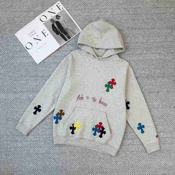 Chrome Hearts Gray Hoodie with Multicolor Puzzle Pieces - Picture 1 of 6